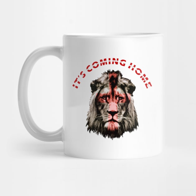 It's Coming Home England Lion Head Football, Lion Cross England by RamoryPrintArt